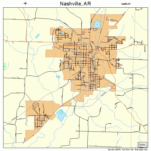Map of Nashville, Arkansas